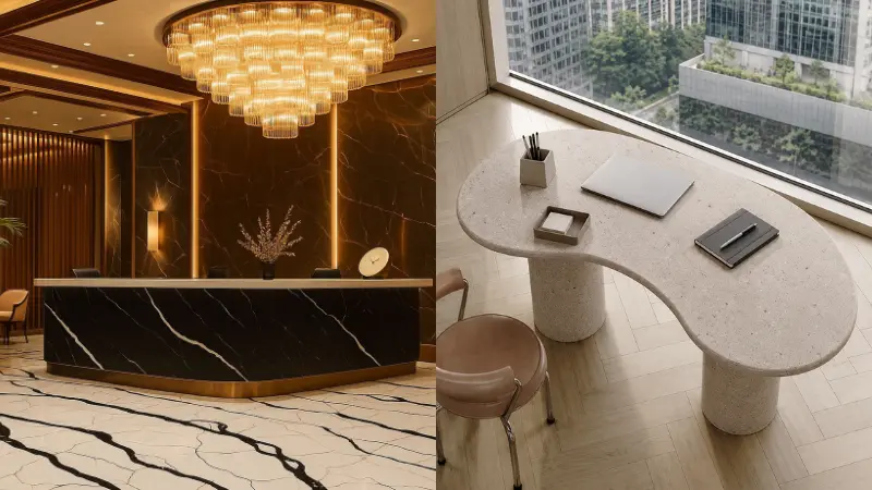 Quartz for Commercial Reception Desks & Office Interiors