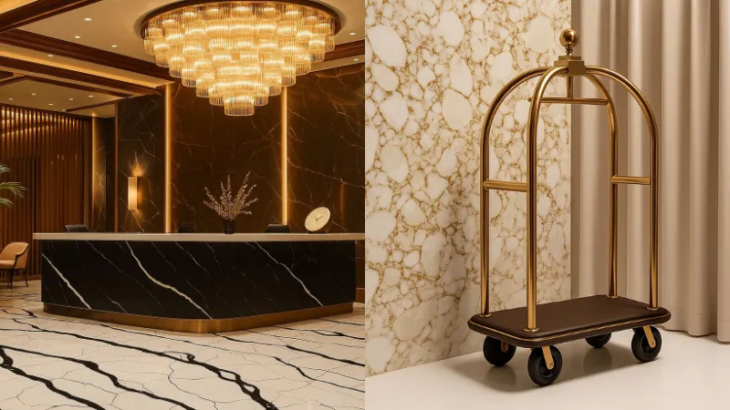 Super Jumbo Quartz Slabs for Five-Star Hotel Lobbies & Reception Counters